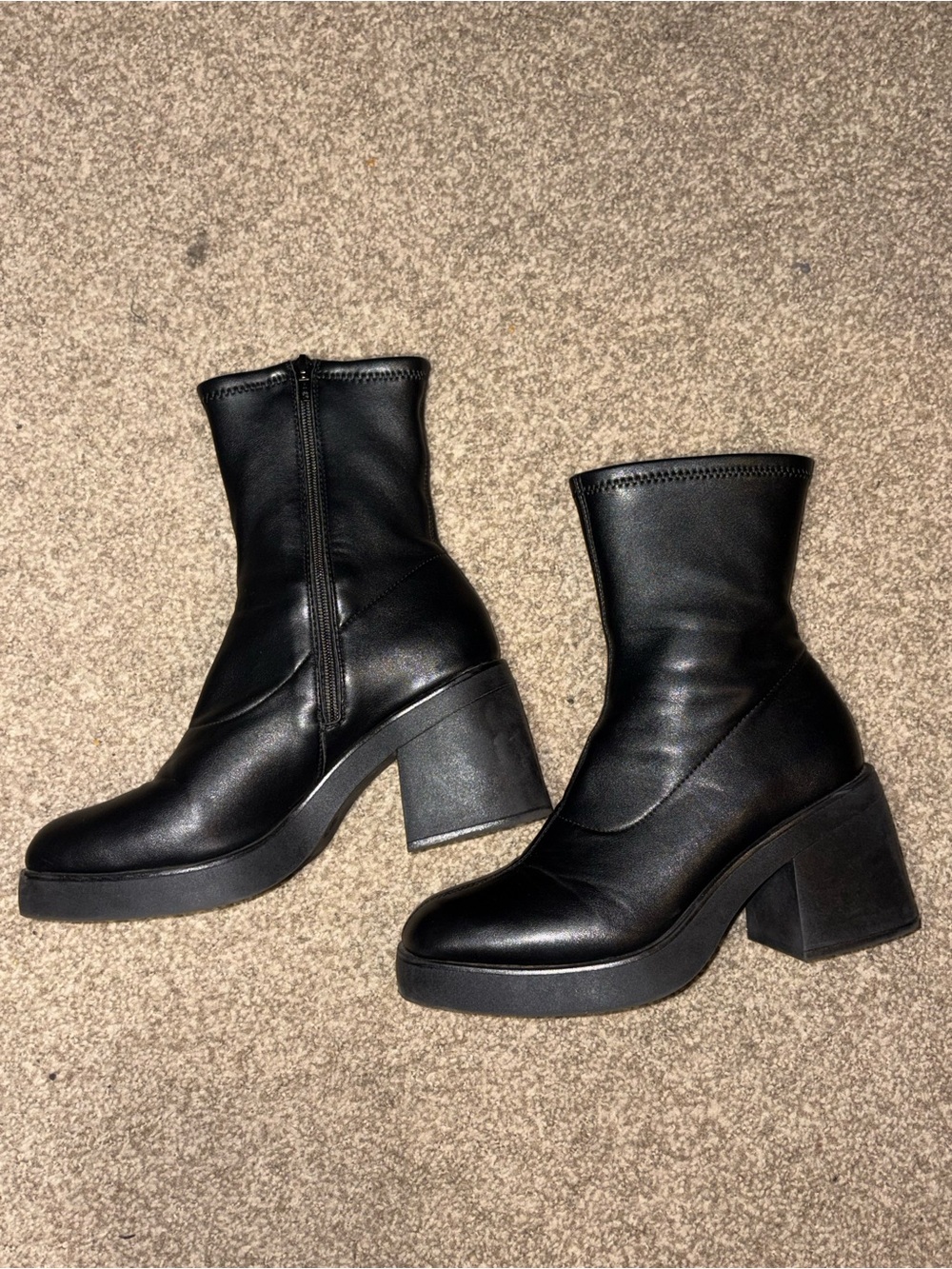 Black Bootie Chunky Heels